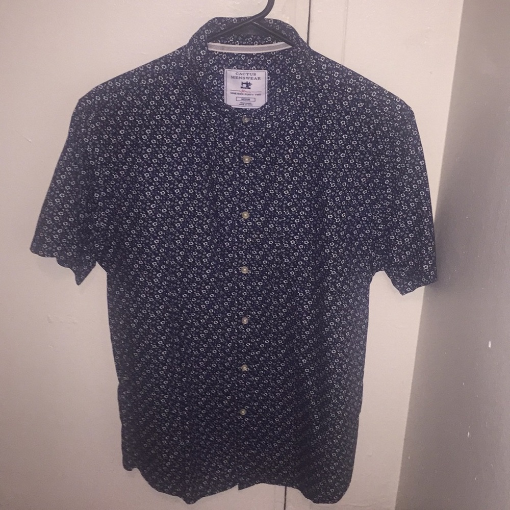 Navy Short sleeve button down